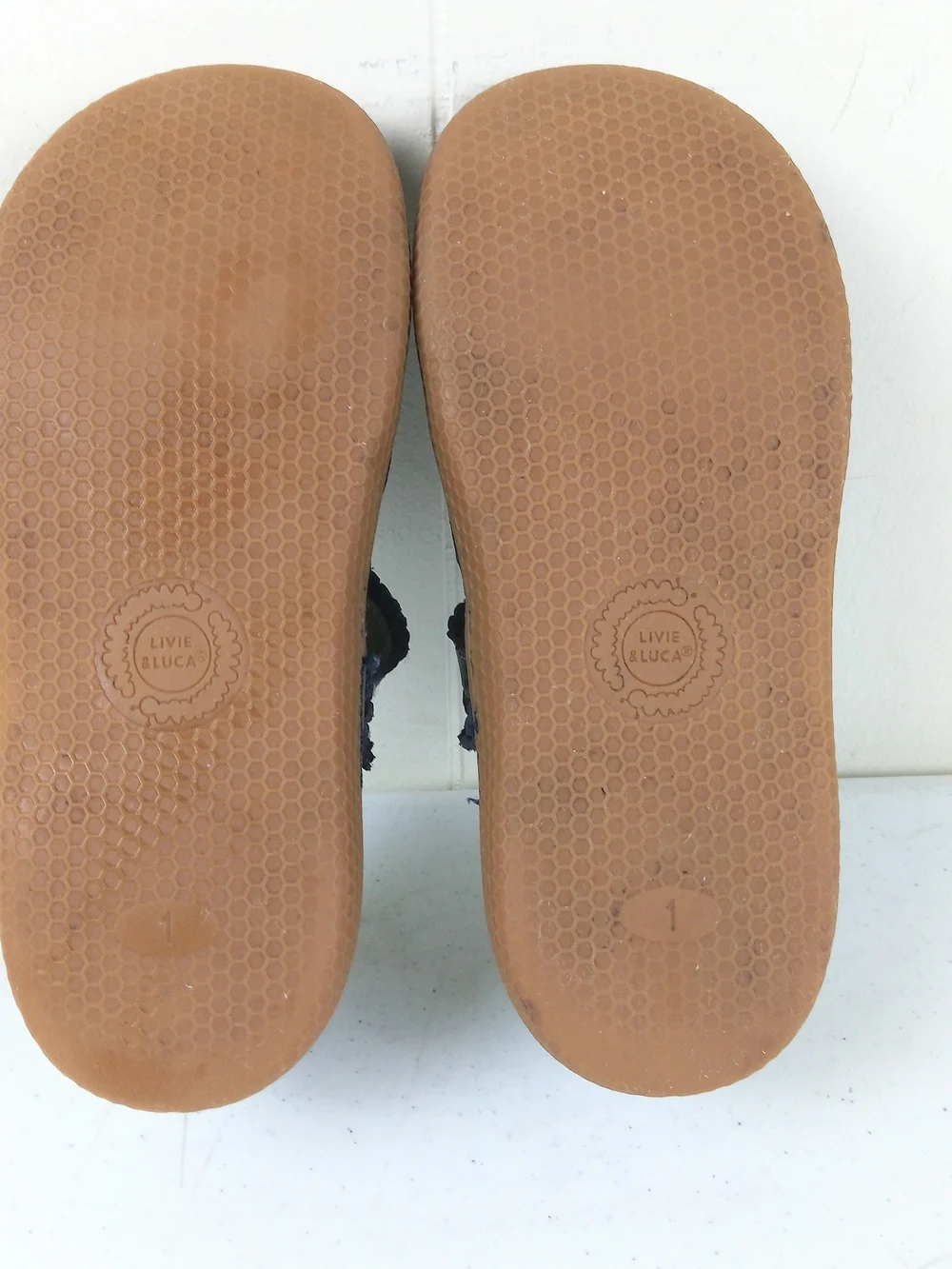 Livie & Luca Ruched Classic Mary Jane Shoes Girls Size 1 Navy Blue Leather